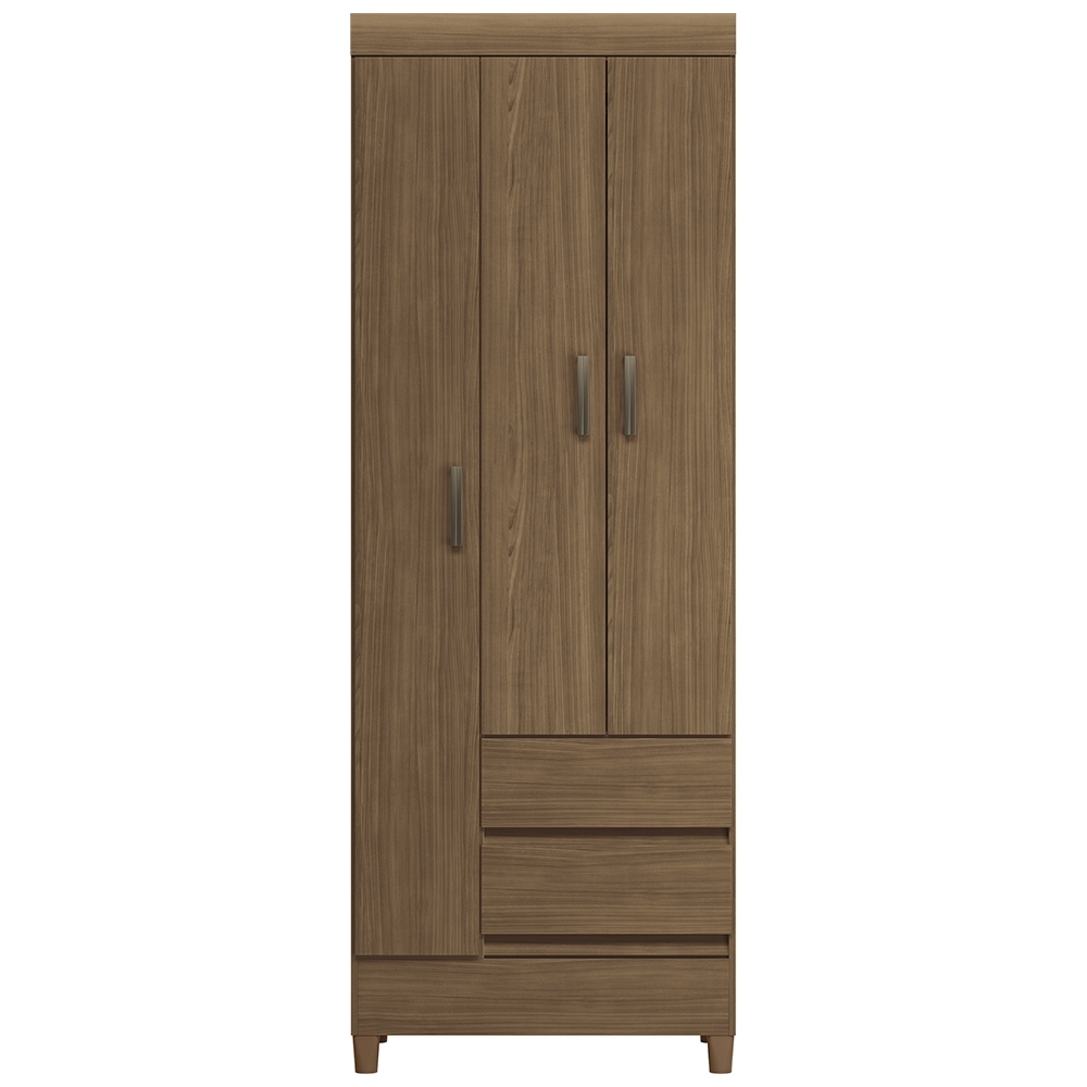 Guarda Roupa Solteiro 70cm 3 Portas 2 Gavetas Thales Jequitibá S01 - Mpozenato