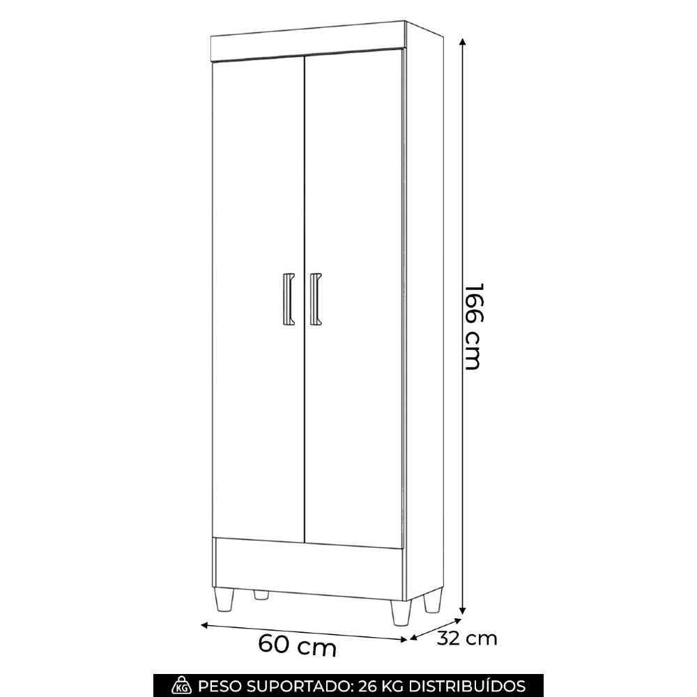 Armário Multiuso 60cm 2 portas Thales Jequitibá S01 - Mpozenato