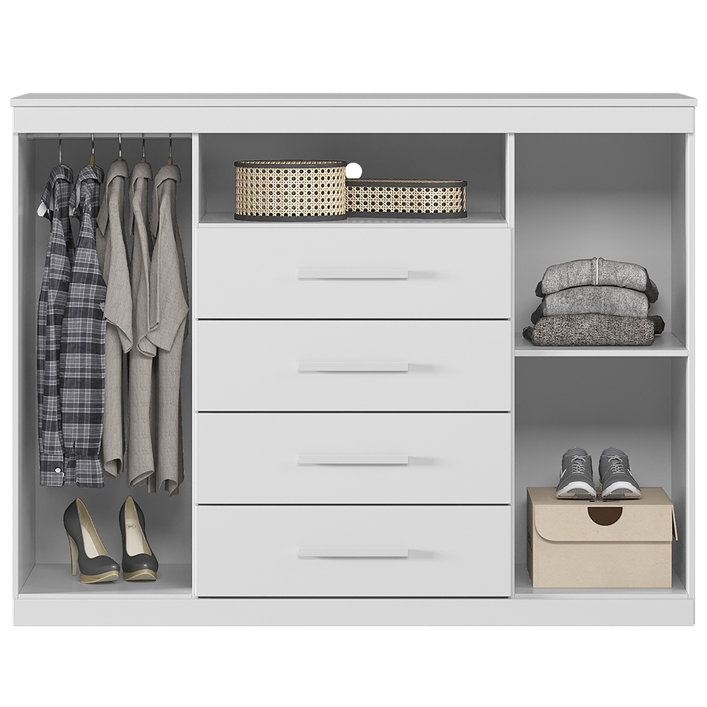 Cômoda Quarto 129cm 4 Gavetas 2 Portas Savana Branco S01 - Mpozenato