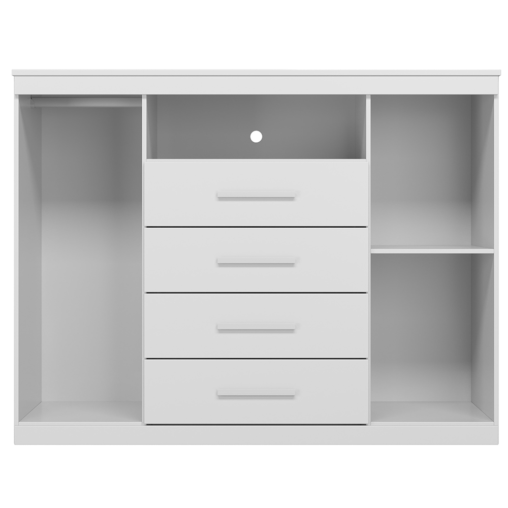 Cômoda Quarto 129cm 4 Gavetas 2 Portas Savana Branco S01 - Mpozenato