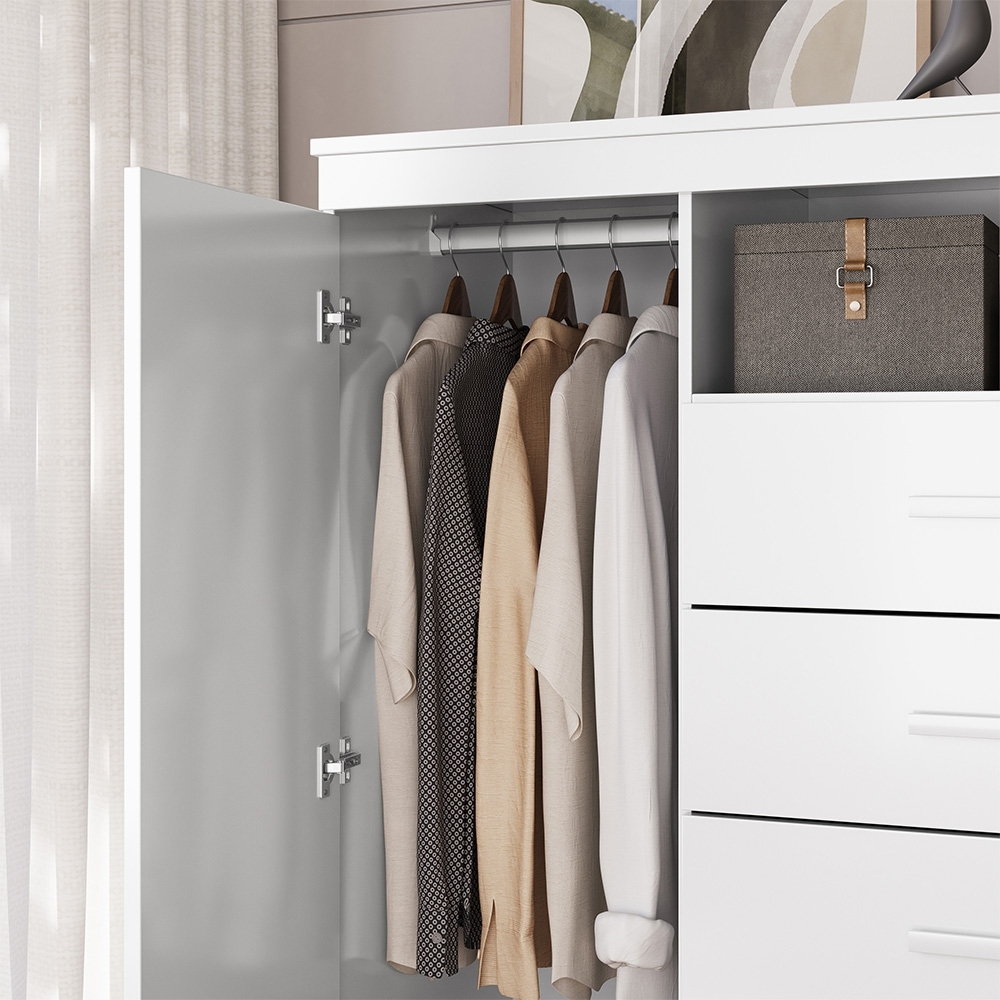 Cômoda Quarto 129cm 4 Gavetas 2 Portas Savana Branco S01 - Mpozenato