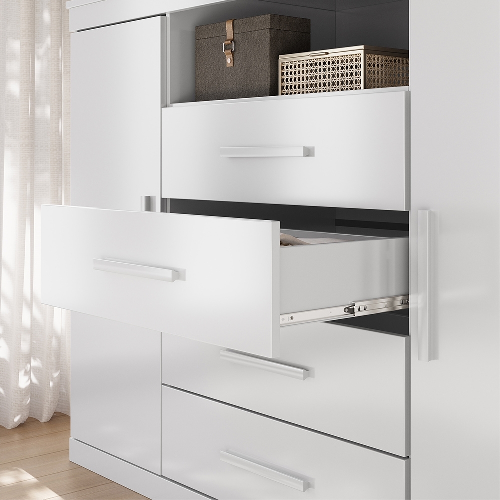 Cômoda Quarto 129cm 4 Gavetas 2 Portas Savana Branco S01 - Mpozenato