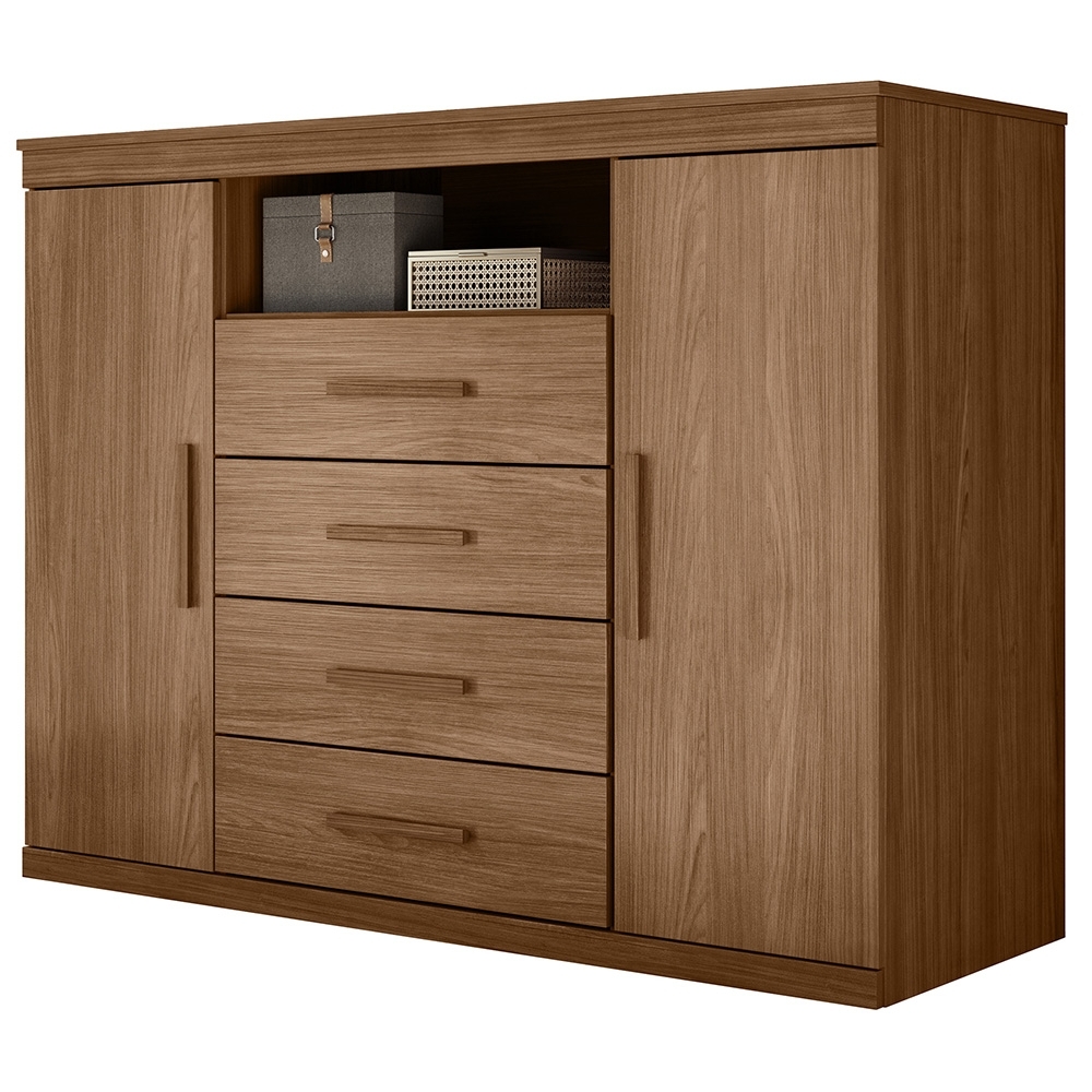 Cômoda Quarto 129cm 4 Gavetas 2 Portas Savana Jatobá S01 - Mpozenato