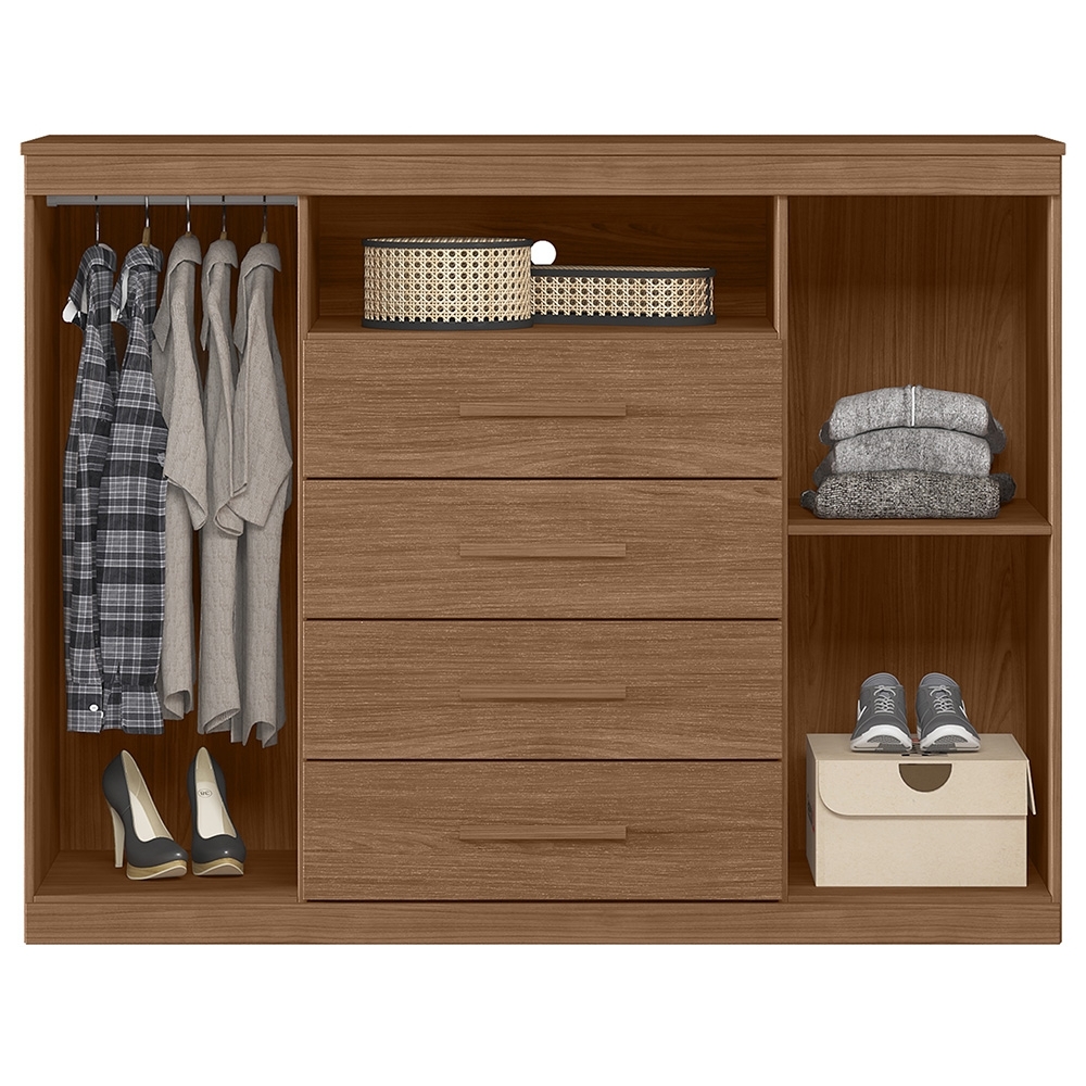 Cômoda Quarto 129cm 4 Gavetas 2 Portas Savana Jatobá S01 - Mpozenato
