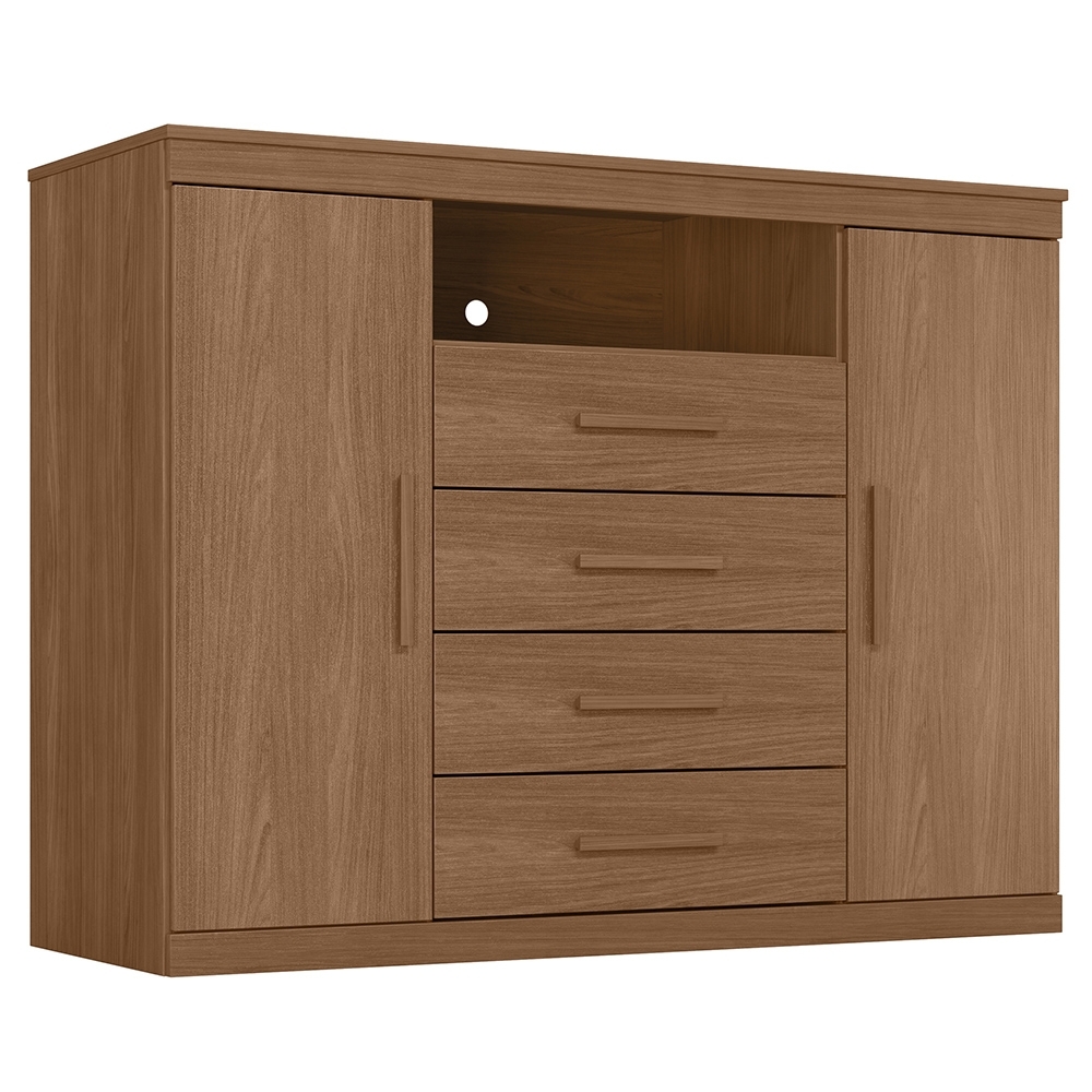 Cômoda Quarto 129cm 4 Gavetas 2 Portas Savana Jatobá S01 - Mpozenato