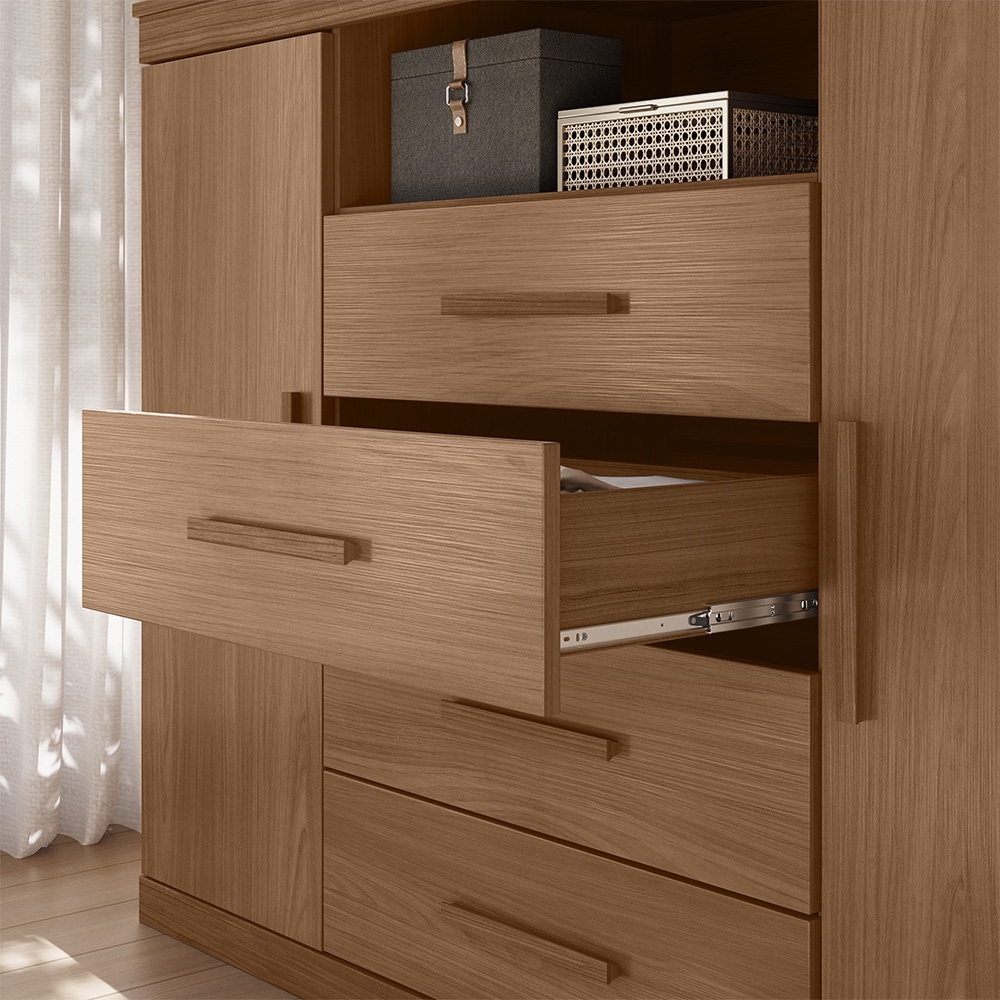 Cômoda Quarto 129cm 4 Gavetas 2 Portas Savana Jatobá S01 - Mpozenato