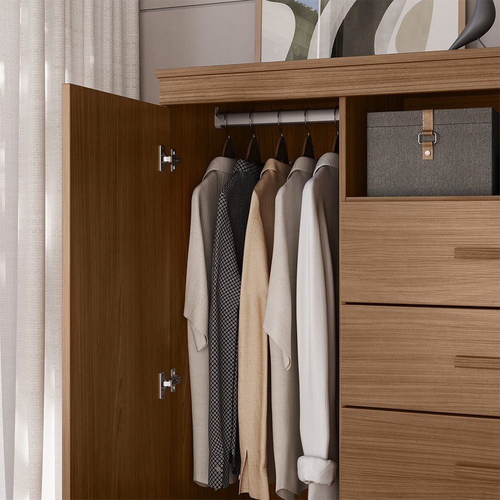 Cômoda Quarto 129cm 4 Gavetas 2 Portas Savana Jatobá S01 - Mpozenato