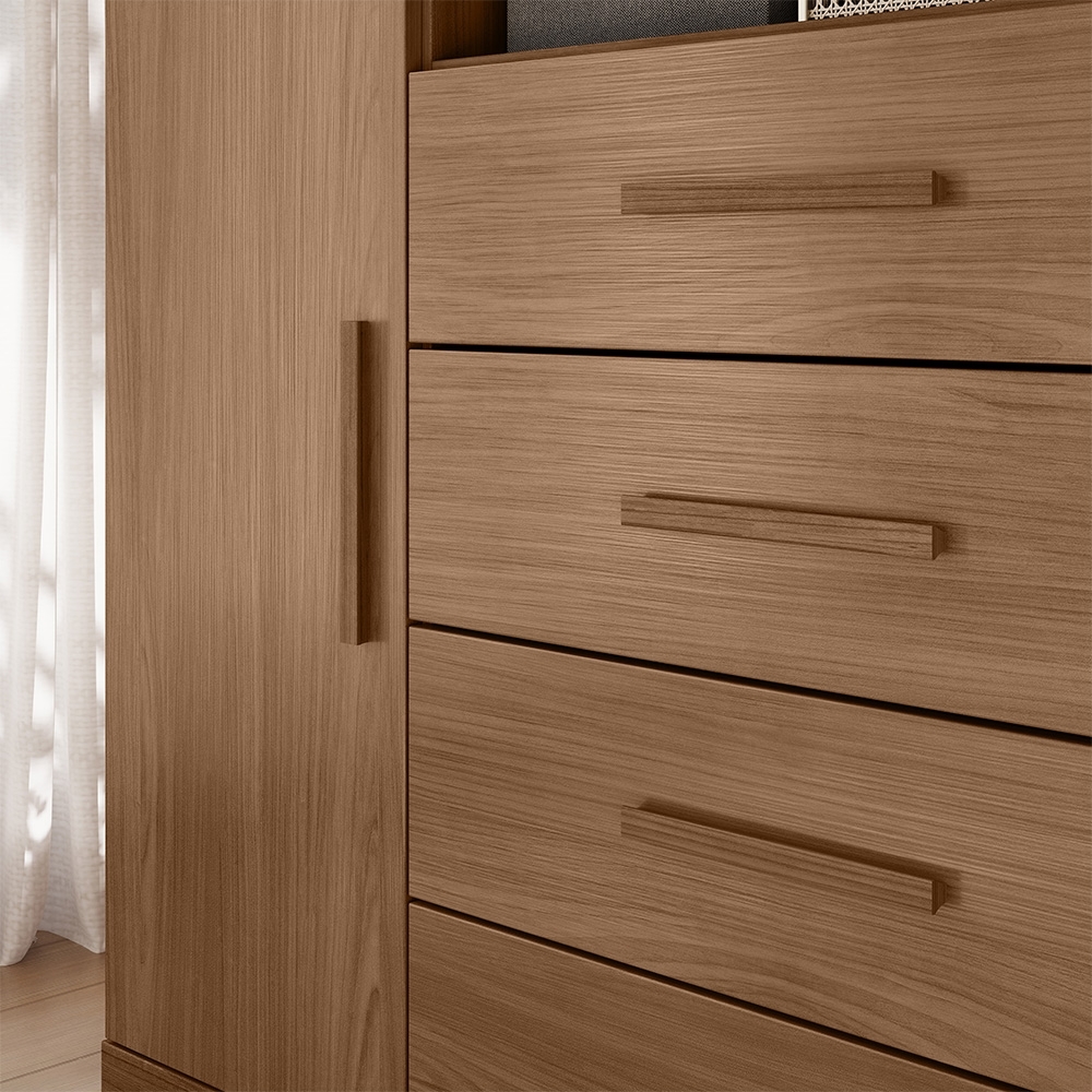 Cômoda Quarto 129cm 4 Gavetas 2 Portas Savana Jatobá S01 - Mpozenato