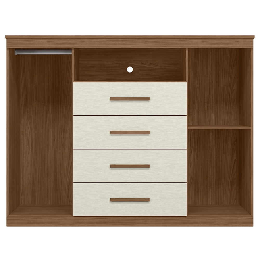 Cômoda Quarto 129cm 4 Gavetas 2 Portas Savana Jatobá/Areia S01 - Mpozenato