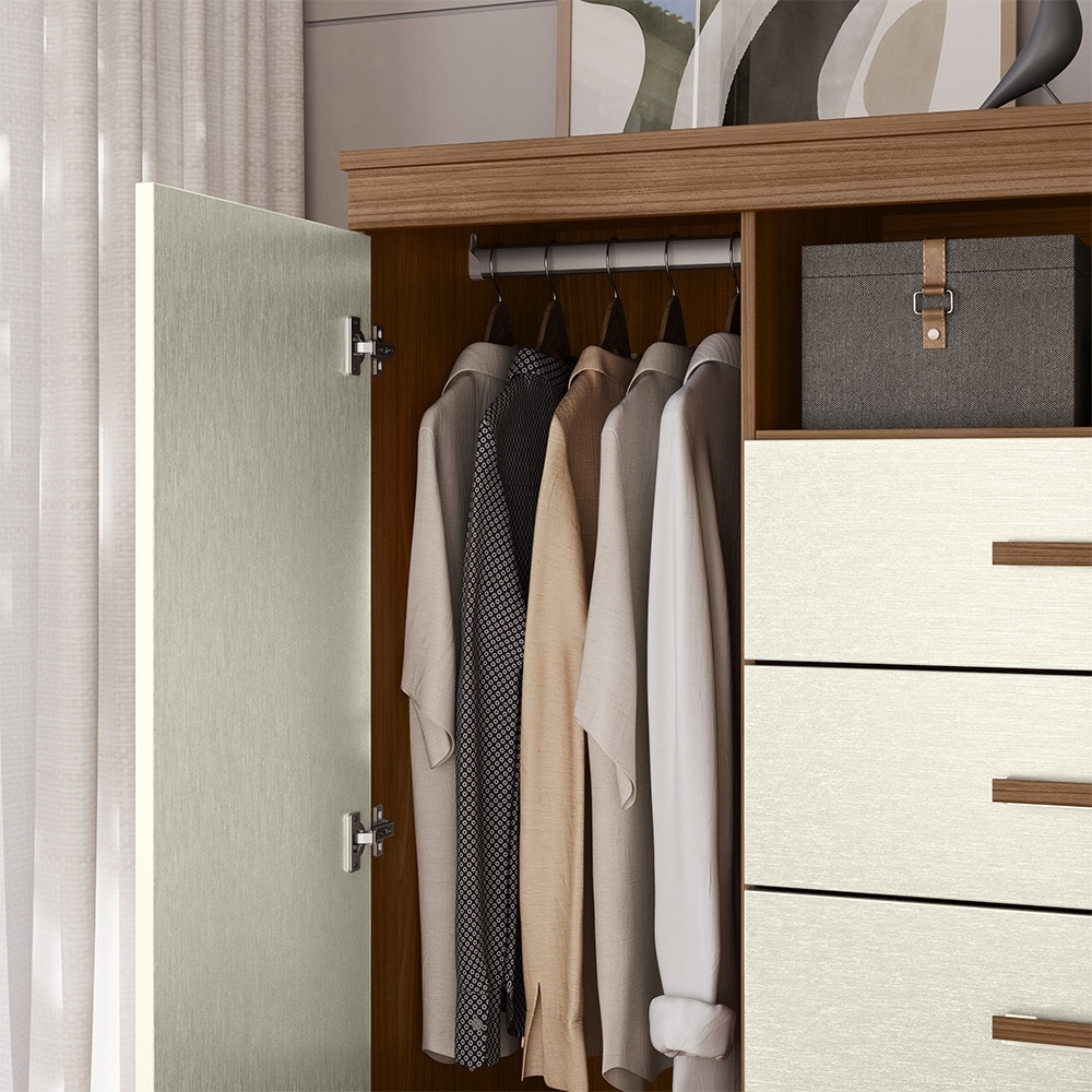 Cômoda Quarto 129cm 4 Gavetas 2 Portas Savana Jatobá/Areia S01 - Mpozenato