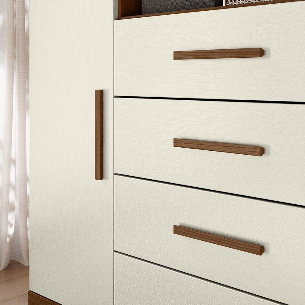 Cômoda Quarto 129cm 4 Gavetas 2 Portas Savana Jatobá/Areia S01 - Mpozenato