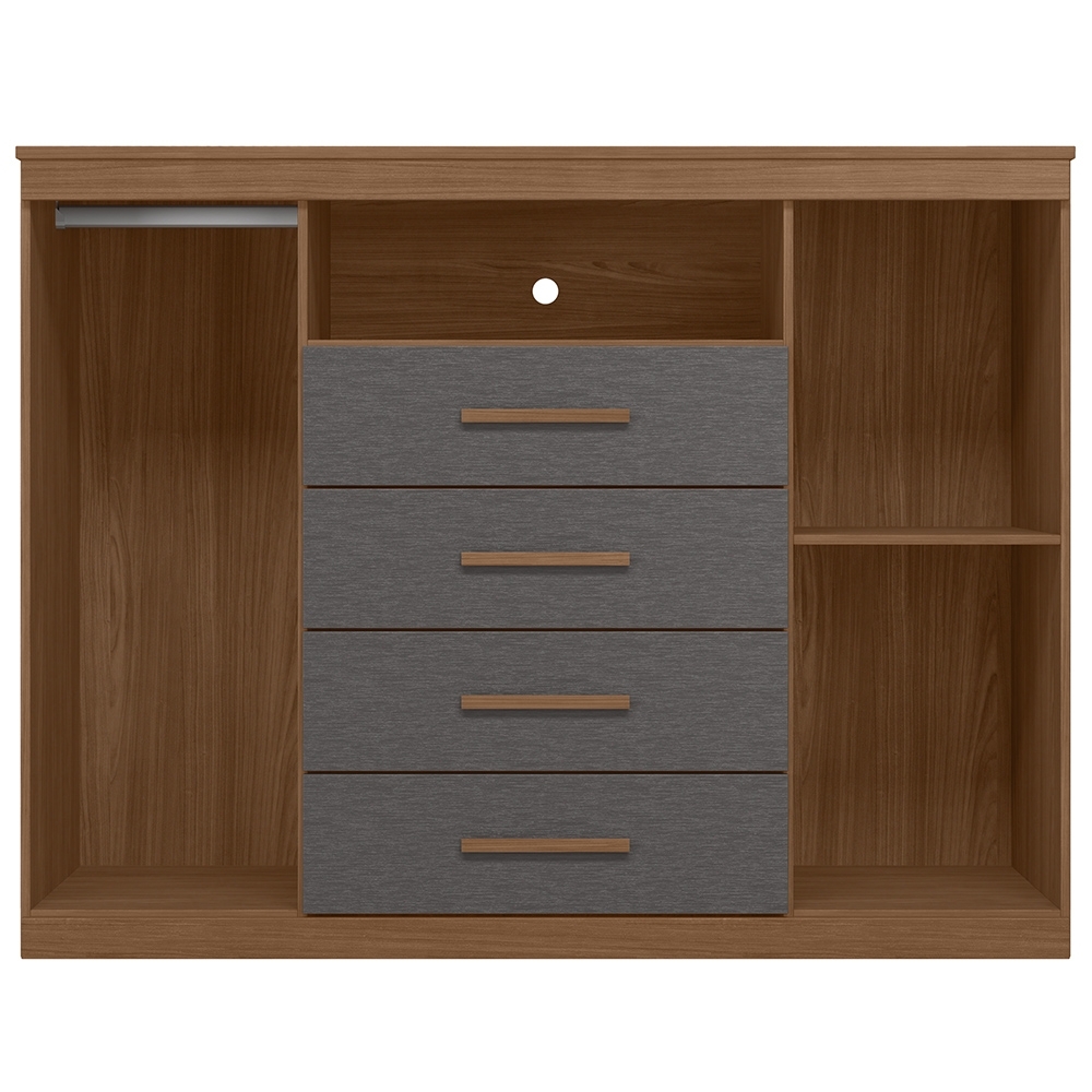 Cômoda Quarto 129cm 4 Gavetas 2 Portas Savana Jatobá/Grafite S01 - Mpozenato