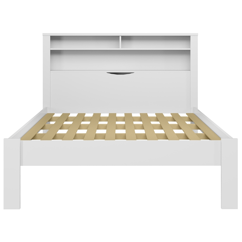 Cama Casal 140cm Com Nichos Zuri Branco S01 - Mpozenato
