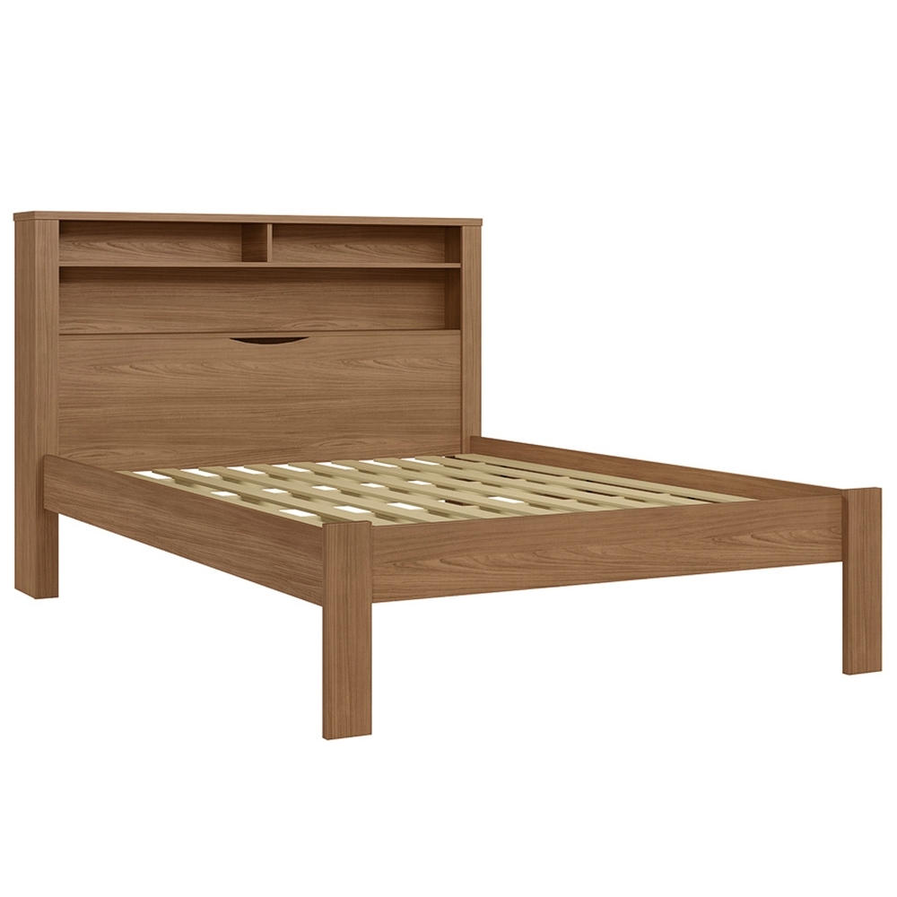 Cama Casal 140cm Com Nichos Zuri Jatobá S01 - Mpozenato