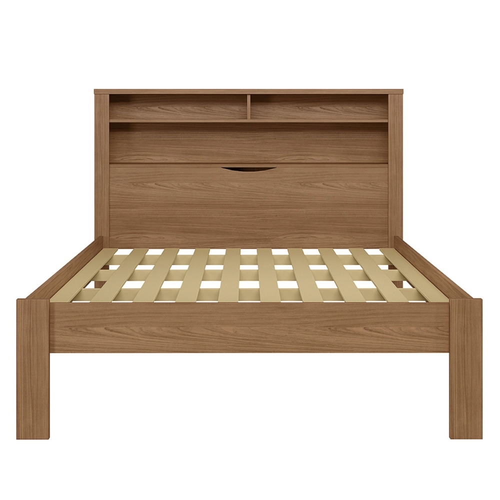 Cama Casal 140cm Com Nichos Zuri Jatobá S01 - Mpozenato