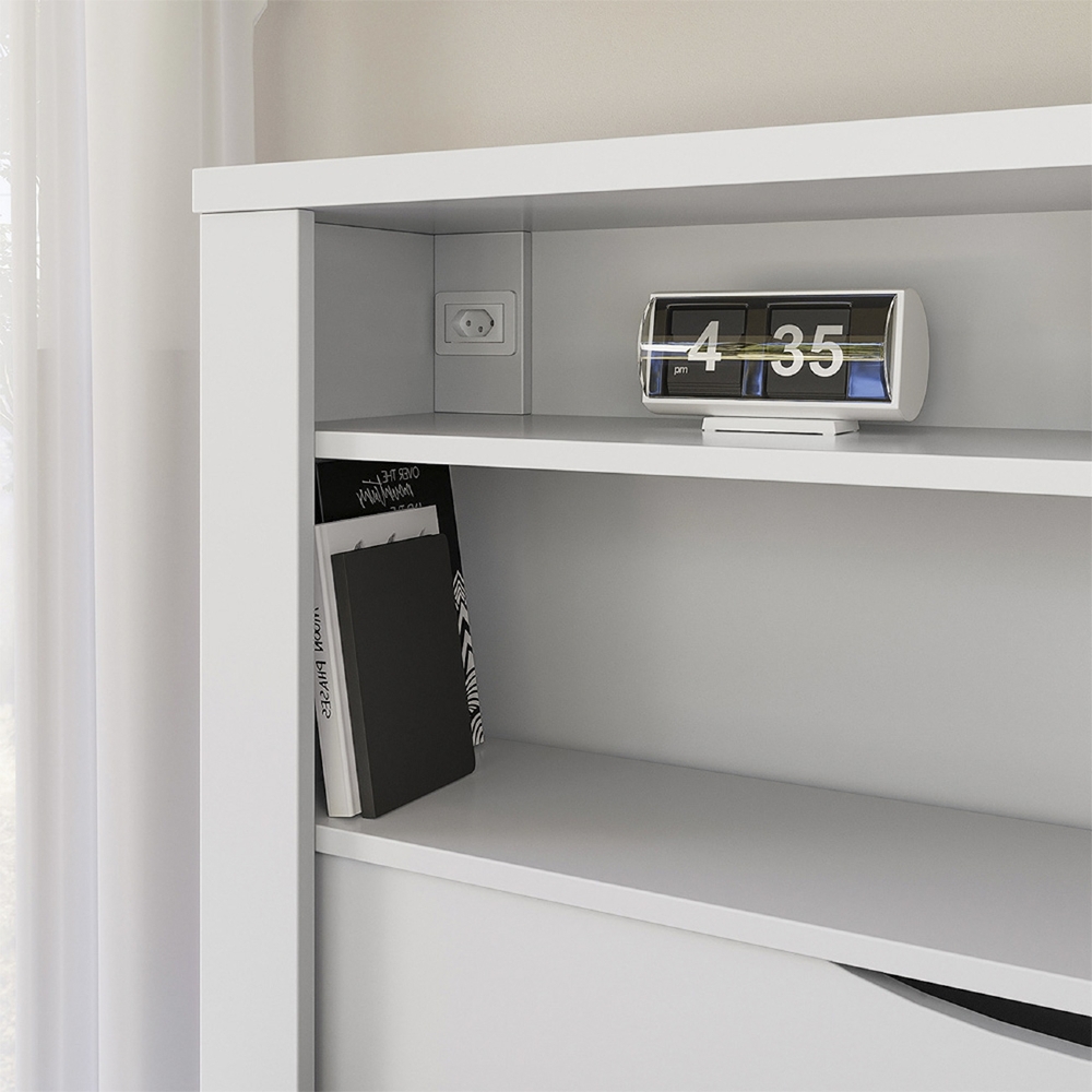 Cama Solteiro Para Colchão 188x88cm Com Nichos Zuri Branco S01 - Mpozenato