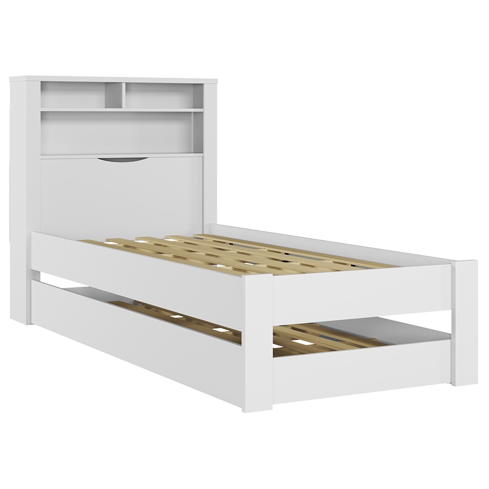 Cama Solteiro Infantil Com Auxiliar e Nicho 188x88cm Zuri Branco S01 - Mpozenato