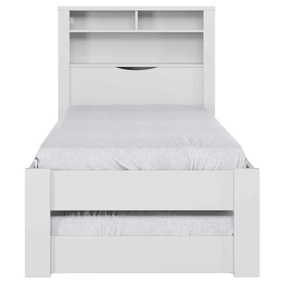 Cama Solteiro Infantil Com Auxiliar e Nicho 188x88cm Zuri Branco S01 - Mpozenato