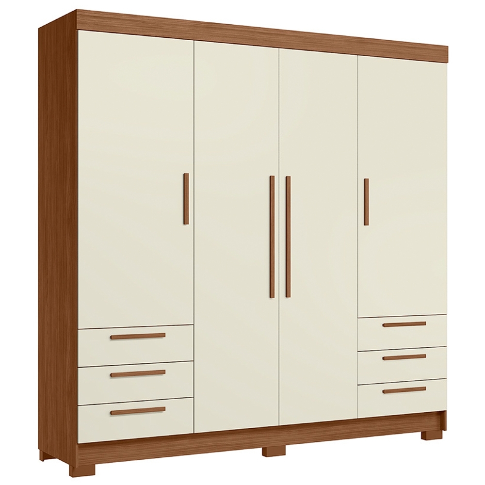 Guarda Roupa Casal 192cm 4 Portas 6 Gavetas Itajaí Jatobá/Areia S01 - Mpozenato