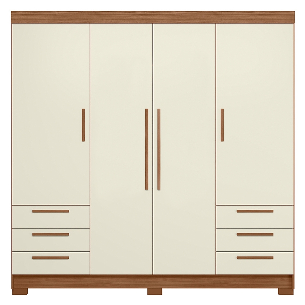 Guarda Roupa Casal 192cm 4 Portas 6 Gavetas Itajaí Jatobá/Areia S01 - Mpozenato