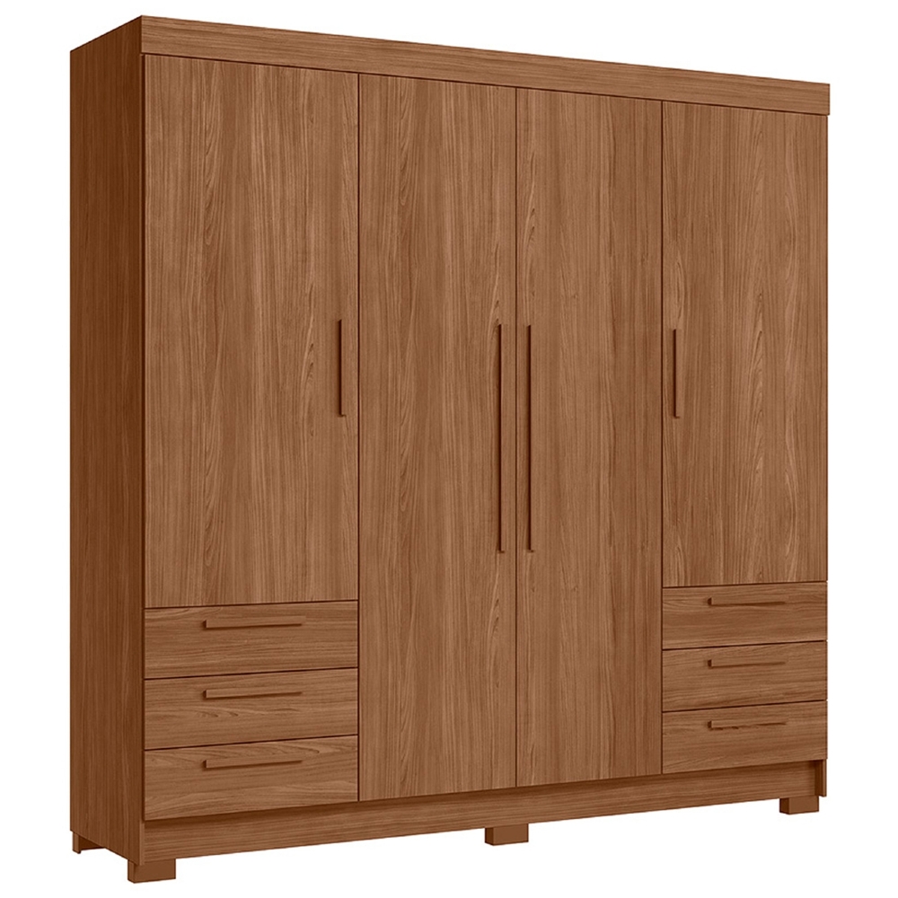Guarda Roupa Casal 192cm 4 Portas 6 Gavetas Itajaí Jatobá S01 - Mpozenato