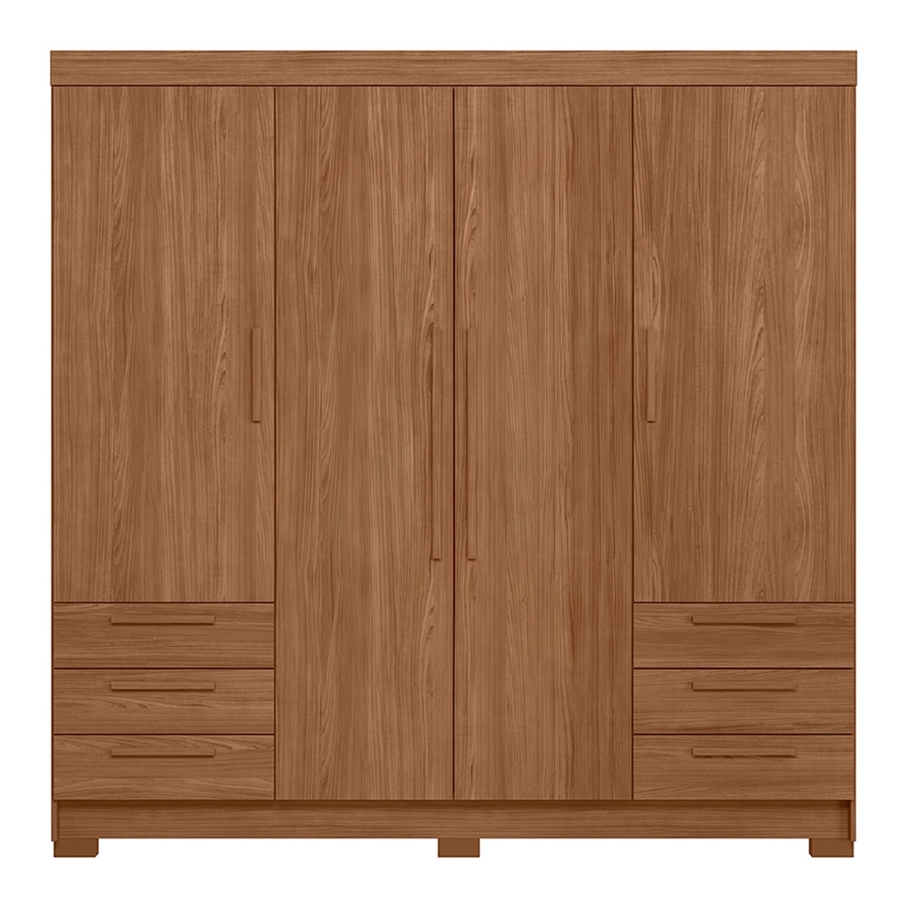 Guarda Roupa Casal 192cm 4 Portas 6 Gavetas Itajaí Jatobá S01 - Mpozenato