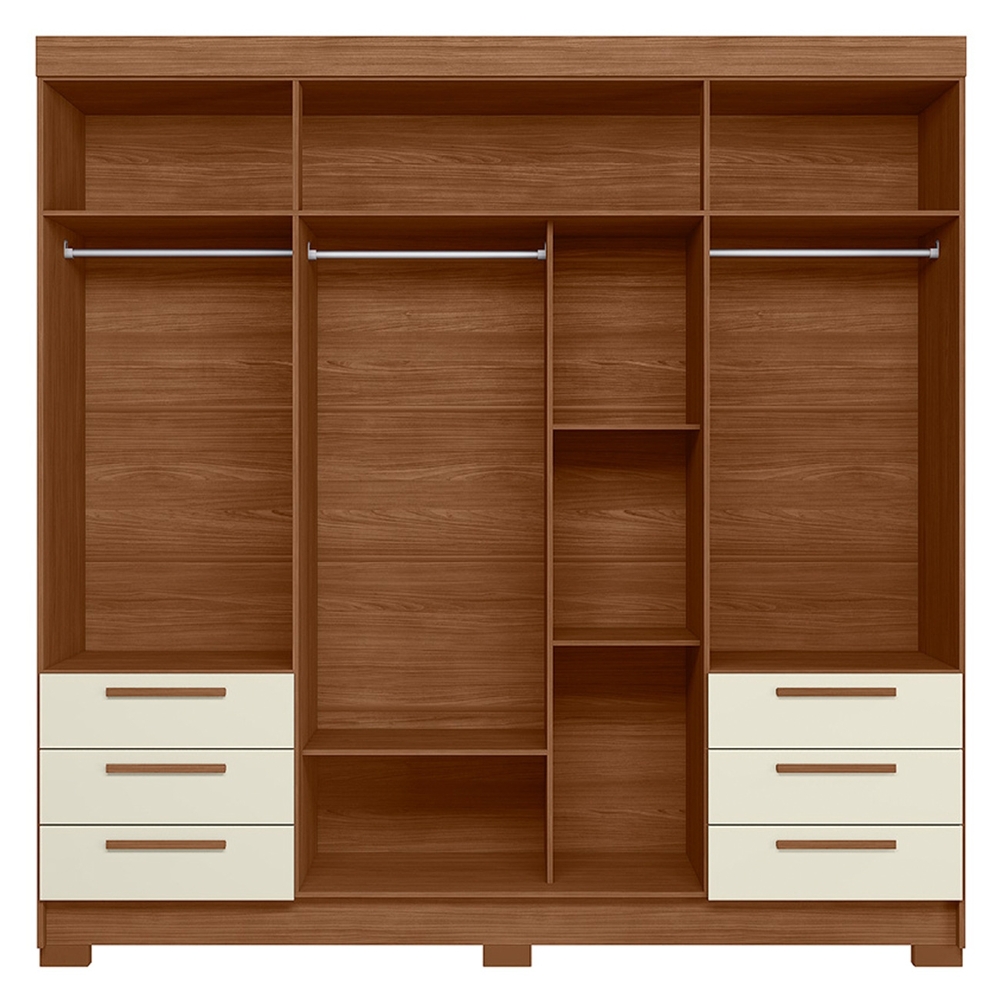 Guarda Roupa Casal 192cm 4 Portas Com Espelho Itajaí Jatobá/Areia S01 - Mpozenato