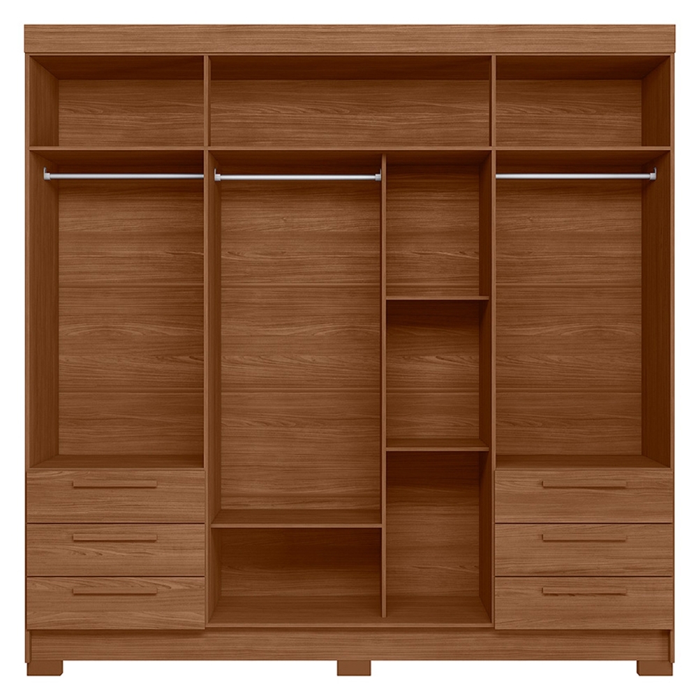Guarda Roupa Casal 192cm 4 Portas Com Espelho Itajaí Jatobá S01 - Mpozenato