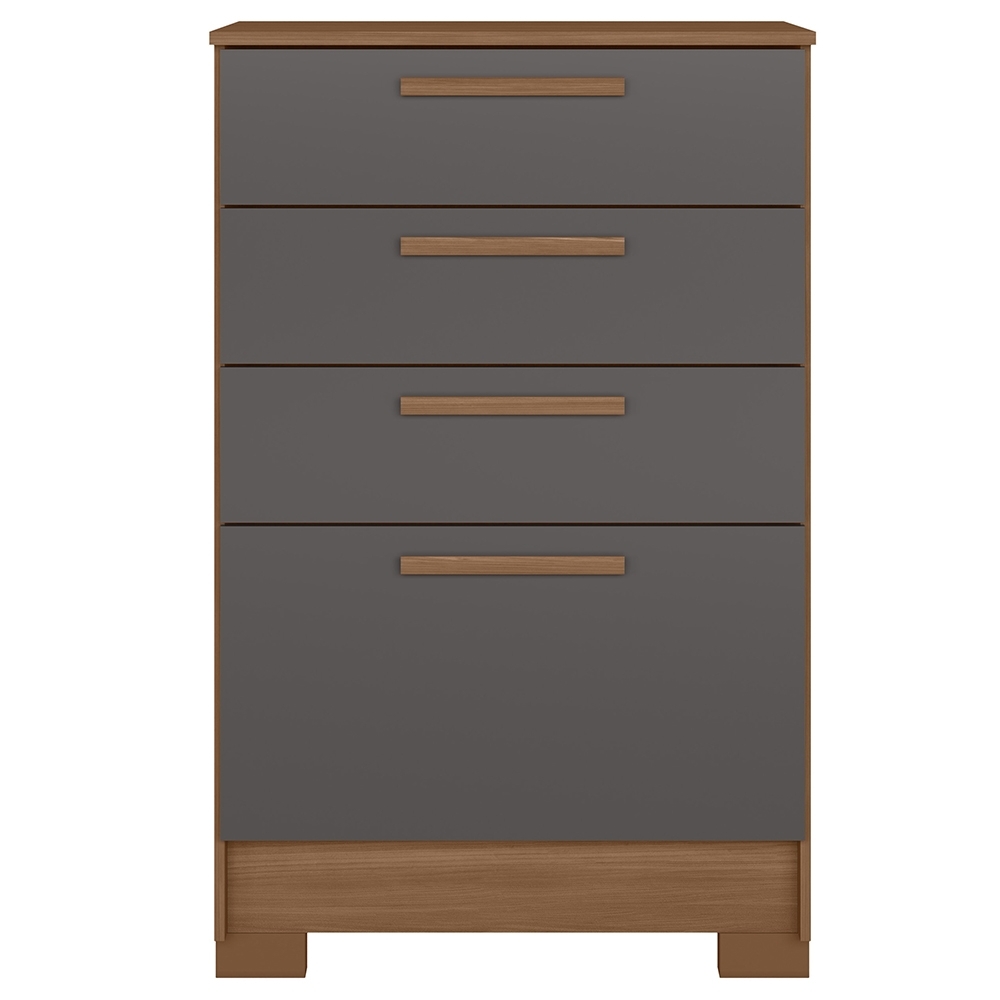 Cômoda Quarto 67cm 4 Gavetas Nayra Jatobá/Grafite S01 - Mpozenato