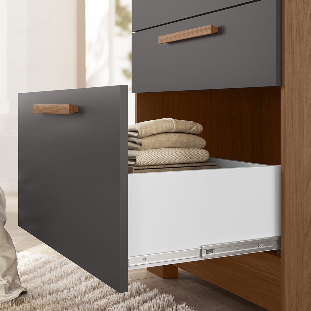 Cômoda Quarto 67cm 4 Gavetas Nayra Jatobá/Grafite S01 - Mpozenato