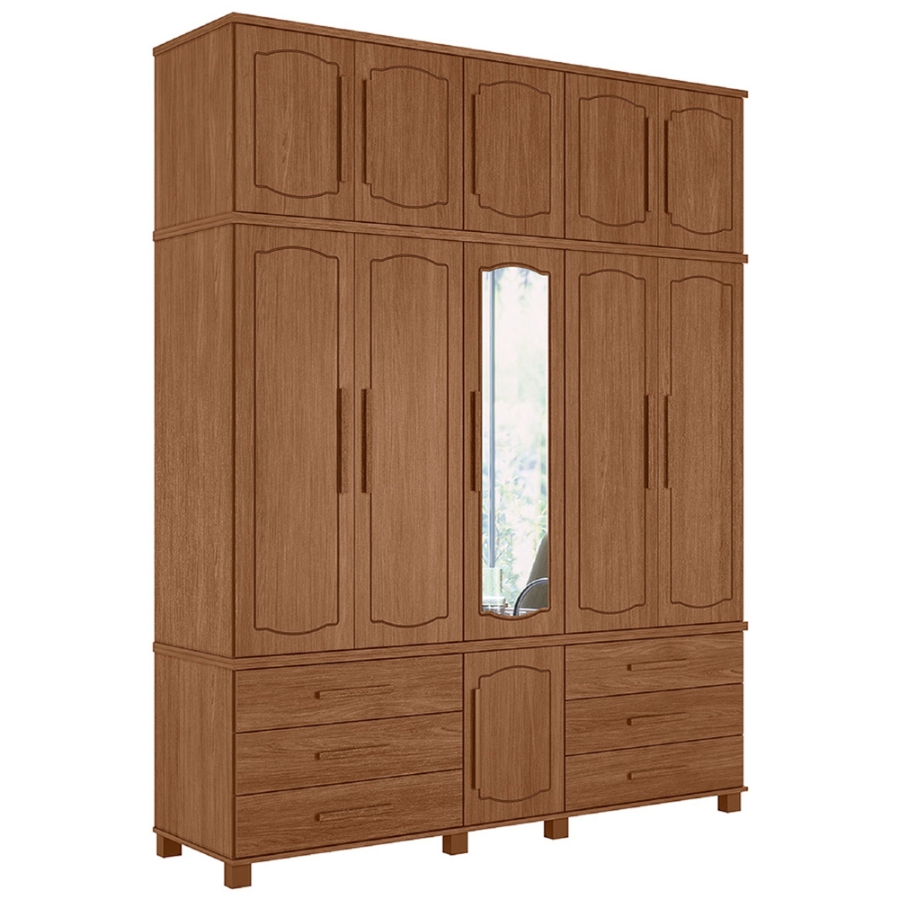 Guarda Roupa Casal 192cm 11 Portas Com Espelho Tóquio Jatobá S01 - Mpozenato