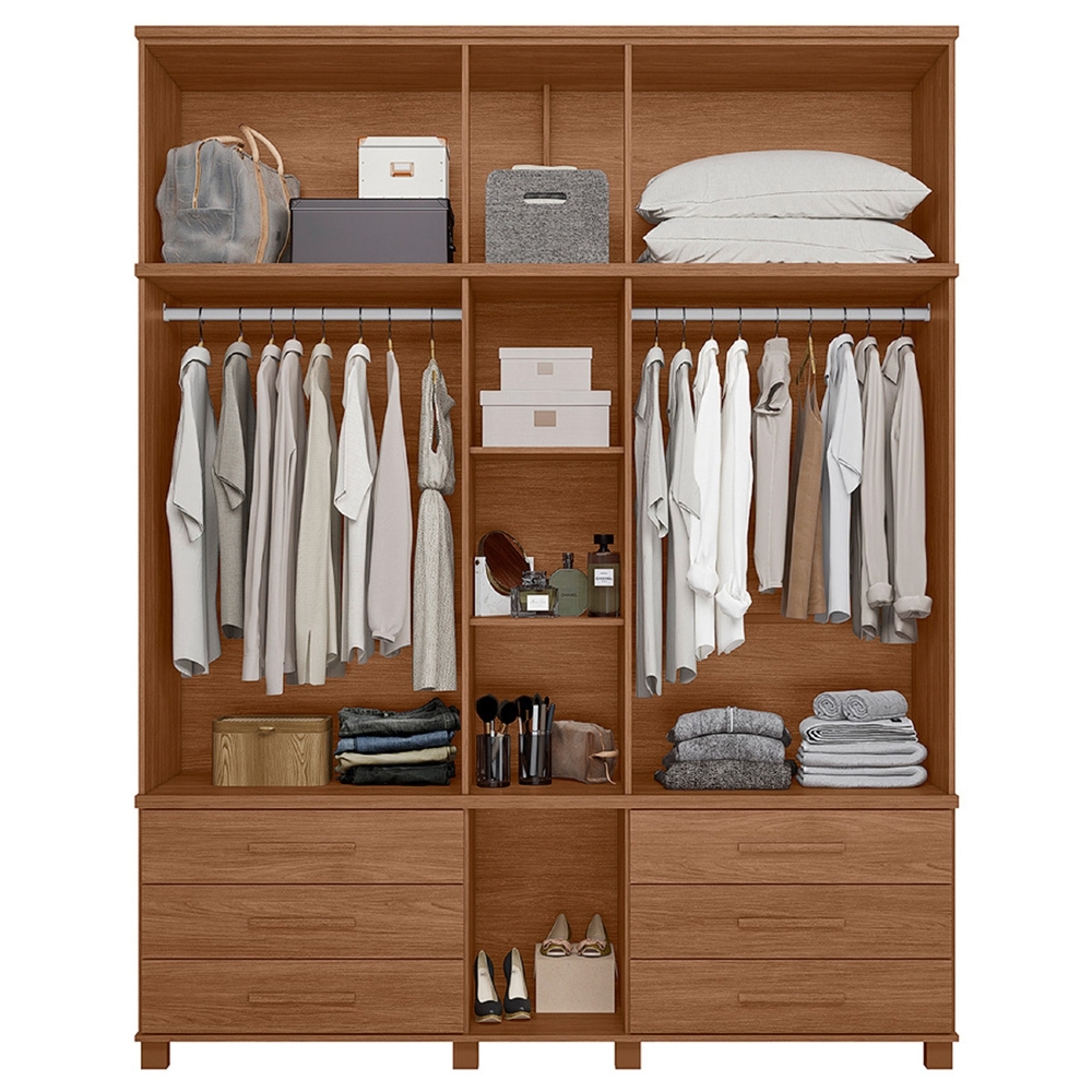 Guarda Roupa Casal 192cm 11 Portas Com Espelho Tóquio Jatobá S01 - Mpozenato