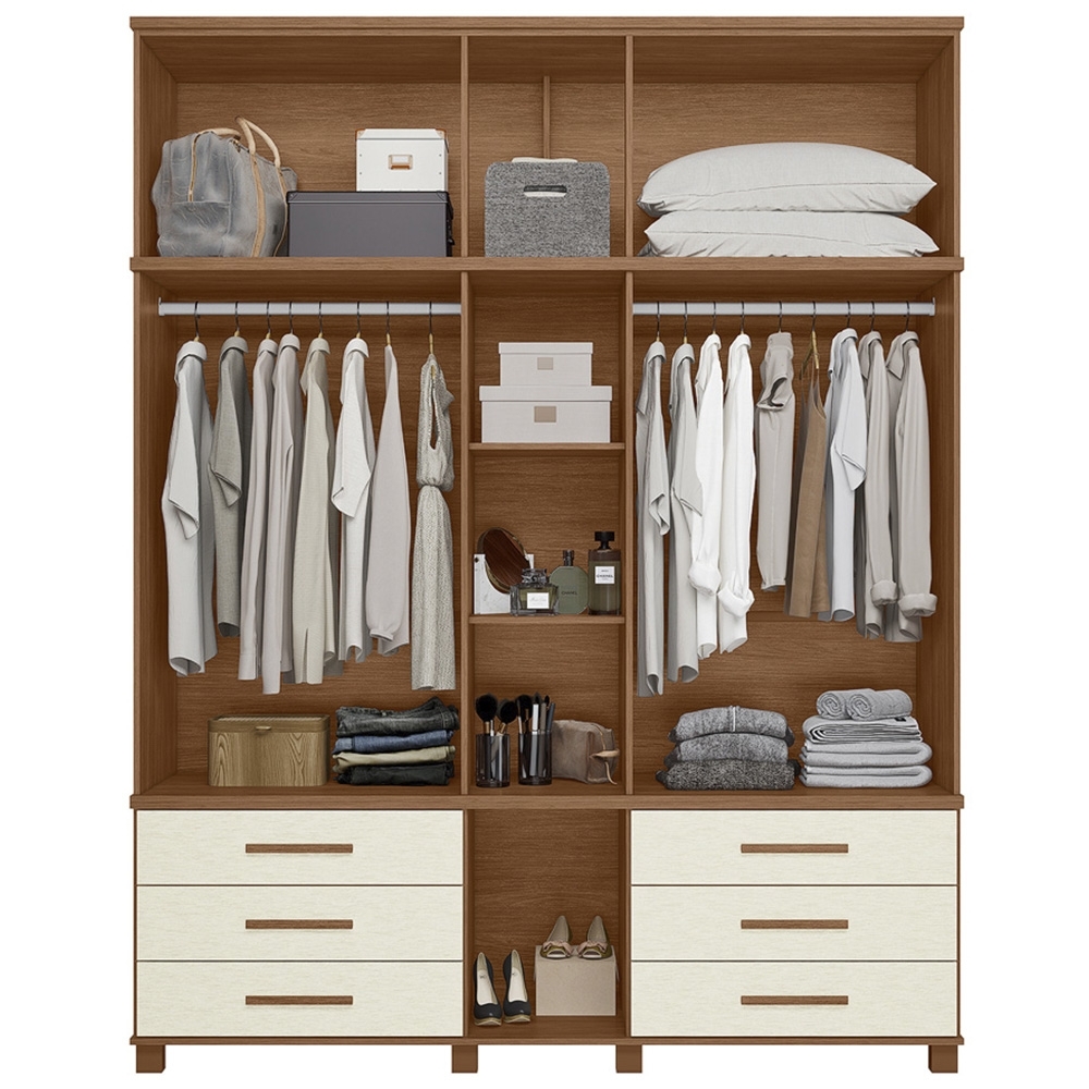 Guarda Roupa Casal 192cm 11 Portas Com Espelho Tóquio Jatobá/Areia S01 - Mpozenato