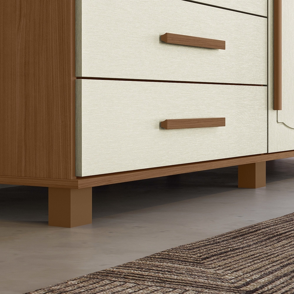 Guarda Roupa Casal 192cm 11 Portas Com Espelho Tóquio Jatobá/Areia S01 - Mpozenato
