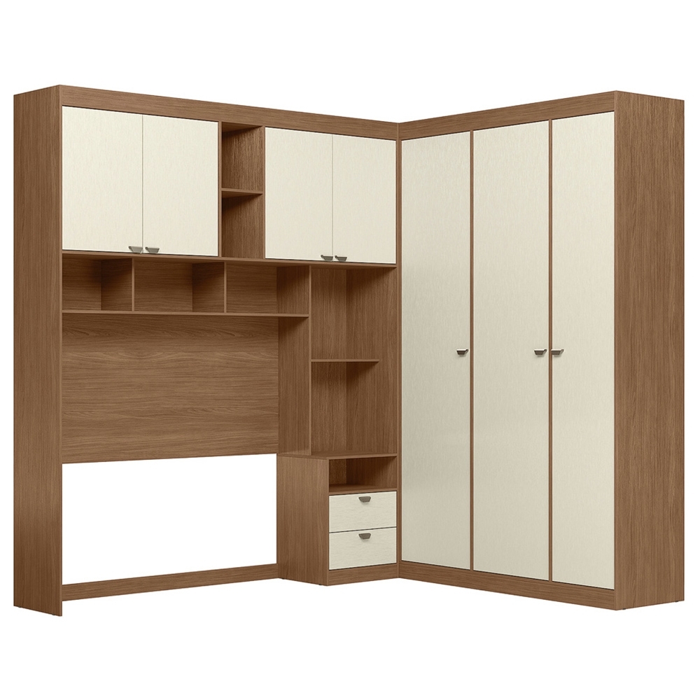 Guarda Roupa Casal Modulado 140cm Vincenzo Jatobá/Areia S01 - Mpozenato