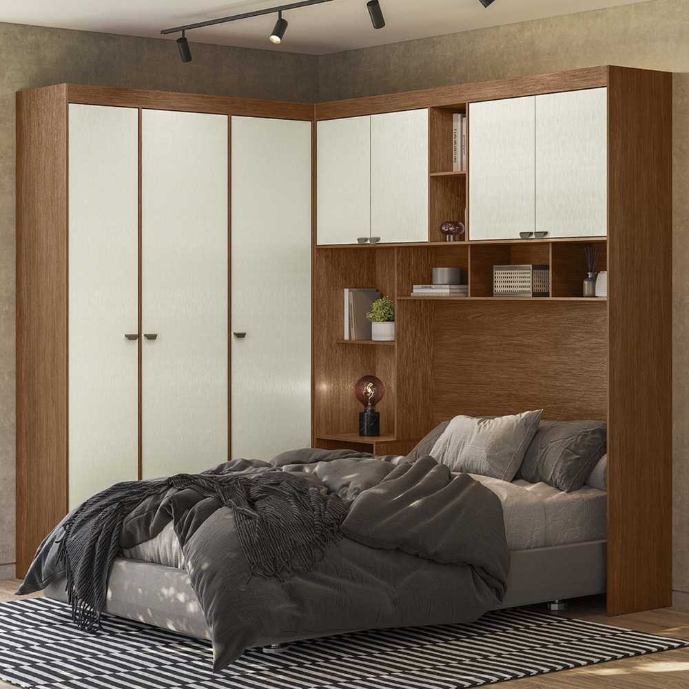 Guarda Roupa Casal Modulado 140cm Vincenzo Jatobá/Areia S01 - Mpozenato