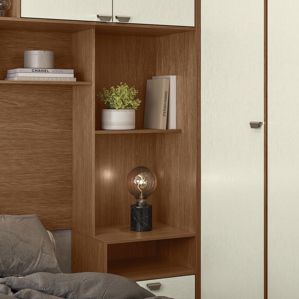 Guarda Roupa Casal Modulado 140cm Com Espelho Vincenzo Jatobá/Areia S01 - Mpozenato