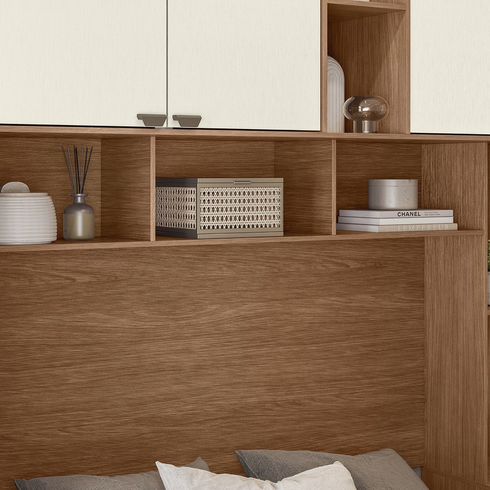 Guarda Roupa Casal Modulado 140cm Com Espelho Vincenzo Jatobá/Areia S01 - Mpozenato