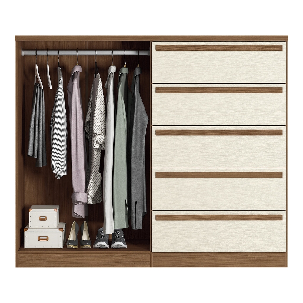 Cômoda Quarto 131cm 5 Gavetas 2 Portas Valenza Jatobá/Areia S01 - Mpozenato