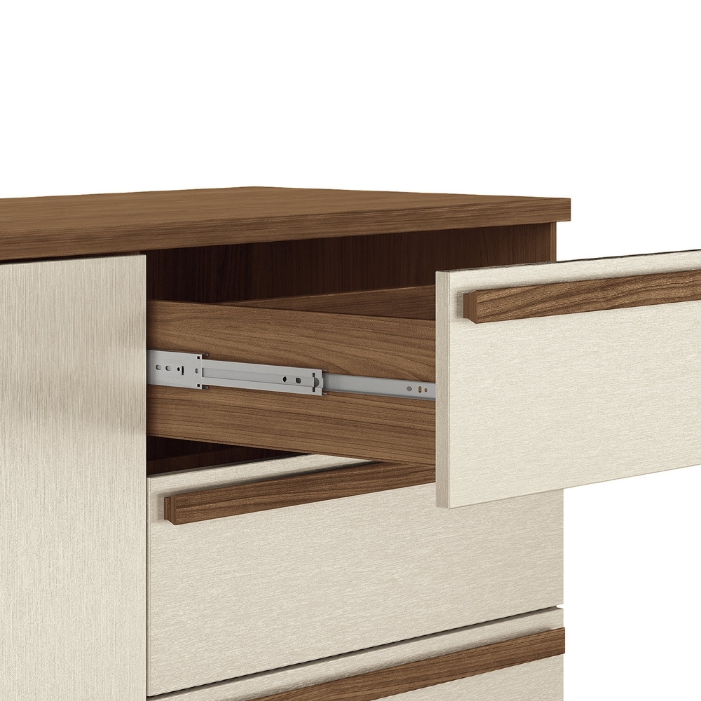 Cômoda Quarto 131cm 5 Gavetas 2 Portas Valenza Jatobá/Areia S01 - Mpozenato