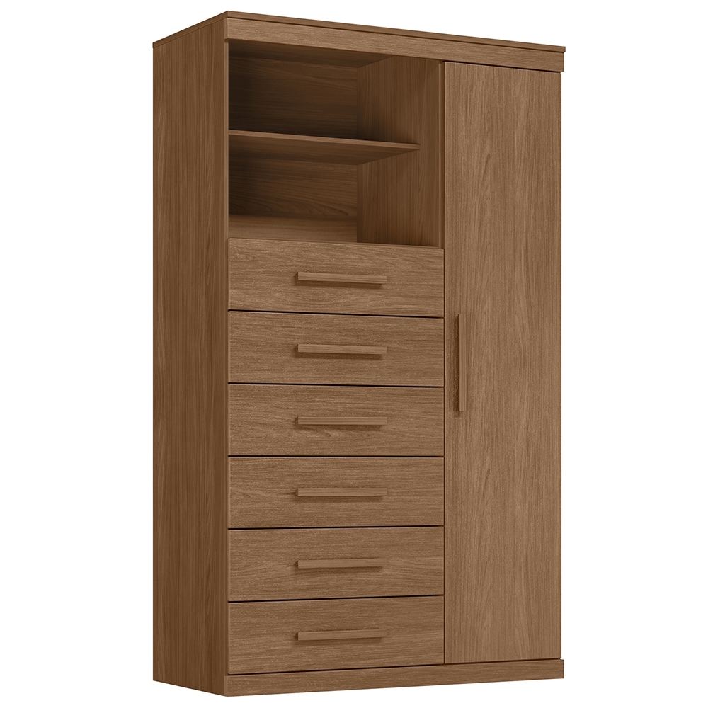 Cômoda Multiuso 6 Gavetas 1 Porta 96cm Guaíra Jatobá S01 - Mpozenato