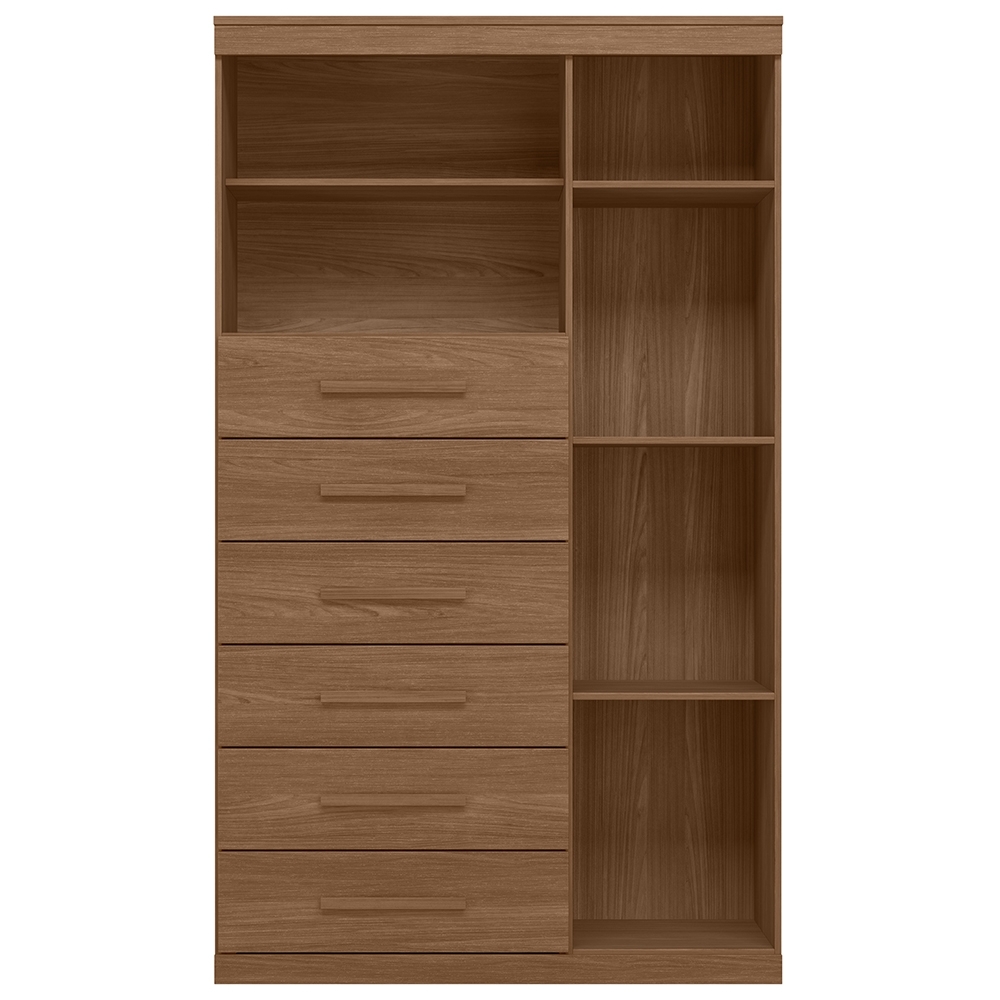Cômoda Multiuso 6 Gavetas 1 Porta 96cm Guaíra Jatobá S01 - Mpozenato