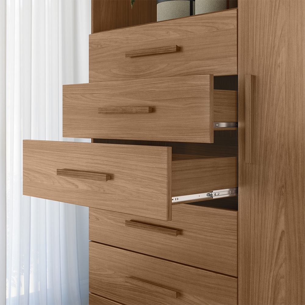 Cômoda Multiuso 6 Gavetas 1 Porta 96cm Guaíra Jatobá S01 - Mpozenato