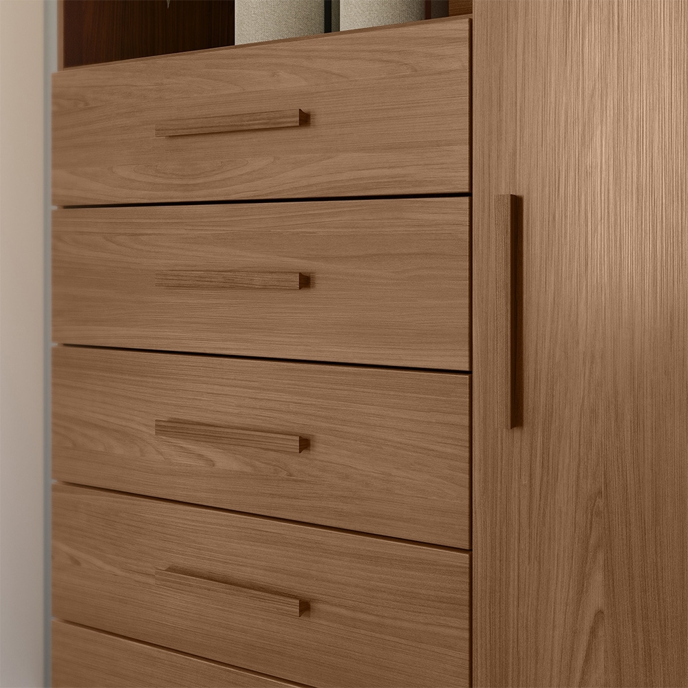 Cômoda Multiuso 6 Gavetas 1 Porta 96cm Guaíra Jatobá S01 - Mpozenato