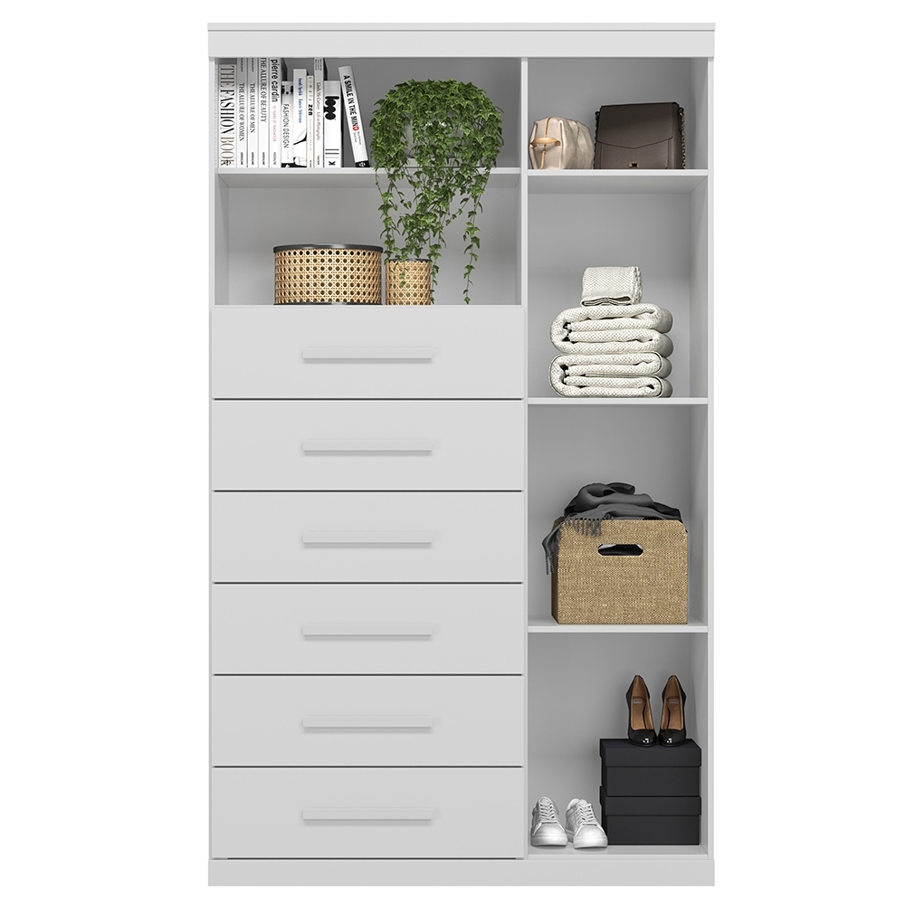 Cômoda Multiuso 6 Gavetas 1 Porta 96cm Guaíra Branco S01 - Mpozenato