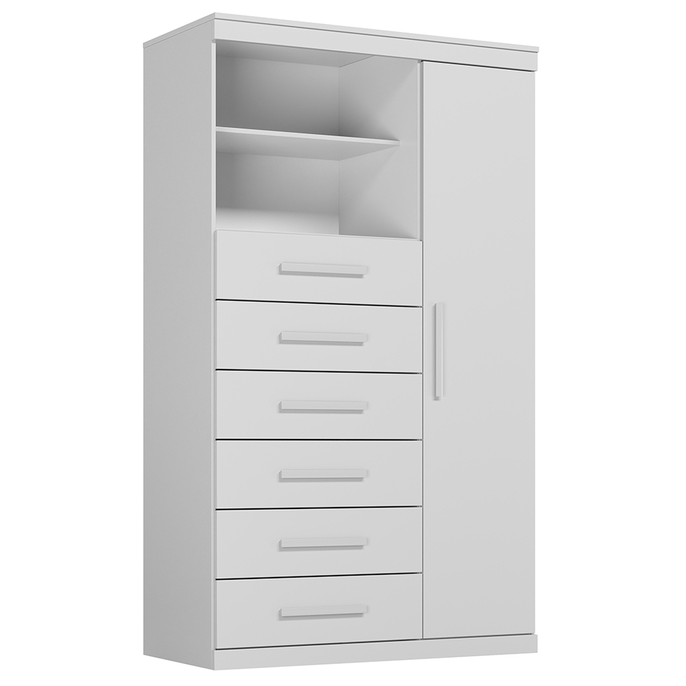 Cômoda Multiuso 6 Gavetas 1 Porta 96cm Guaíra Branco S01 - Mpozenato