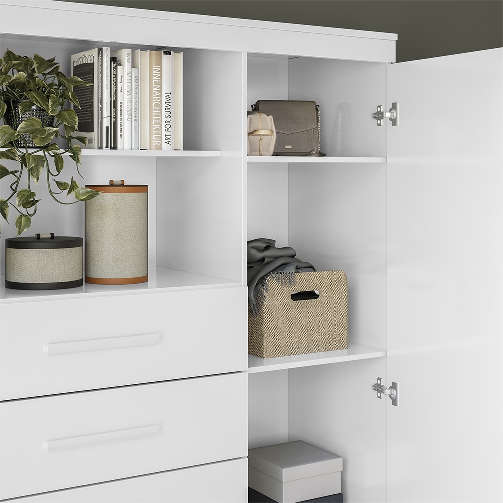 Cômoda Multiuso 6 Gavetas 1 Porta 96cm Guaíra Branco S01 - Mpozenato