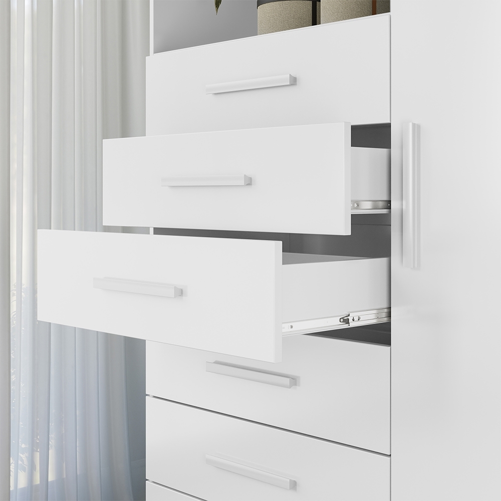 Cômoda Multiuso 6 Gavetas 1 Porta 96cm Guaíra Branco S01 - Mpozenato