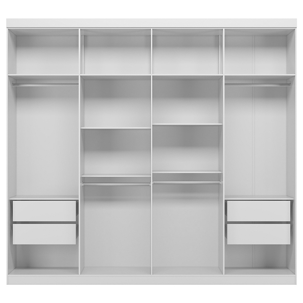 Guarda Roupa Casal 239cm 8 Portas 4 Gavetas Com Espelho Vortex Branco S01 - Mpozenato