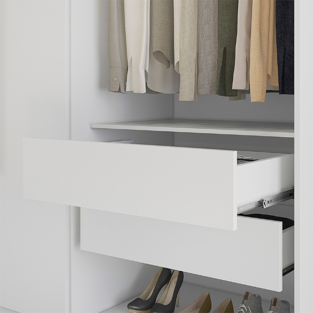 Guarda Roupa Casal 239cm 8 Portas 4 Gavetas Com Espelho Vortex Branco S01 - Mpozenato